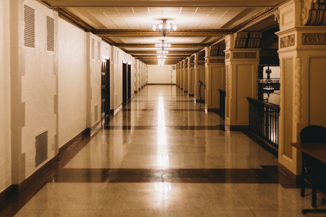 Clean communal building hallway — building cleaning mood