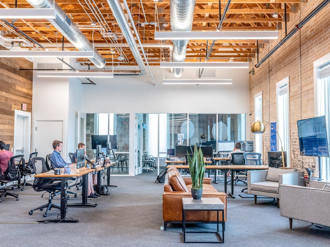 Clean modern office workspace — commercial premises reference